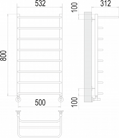 Полка П8 500х800  Полотенцесушитель  TERMINUS Набережные Челны - фото 3