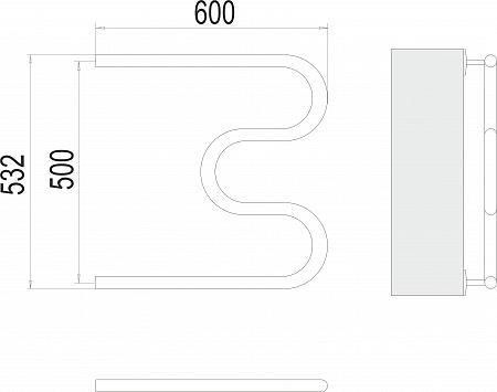 М-обр AISI 32х2 500х600 Полотенцесушитель  TERMINUS Набережные Челны - фото 3