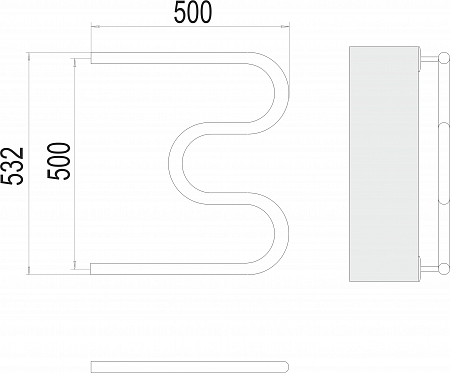 М-обр AISI 32х2 500х500 Полотенцесушитель  TERMINUS Набережные Челны - фото 3