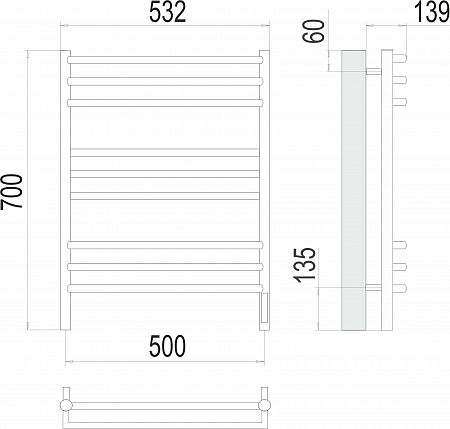 Прато П9 500х700 электро (sensor quick touch) Полотенцесушитель  TERMINUS Набережные Челны - фото 3