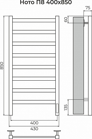 Ното П8 400х850 Электро (quick touch) Полотенцесушитель TERMINUS Набережные Челны - фото 3